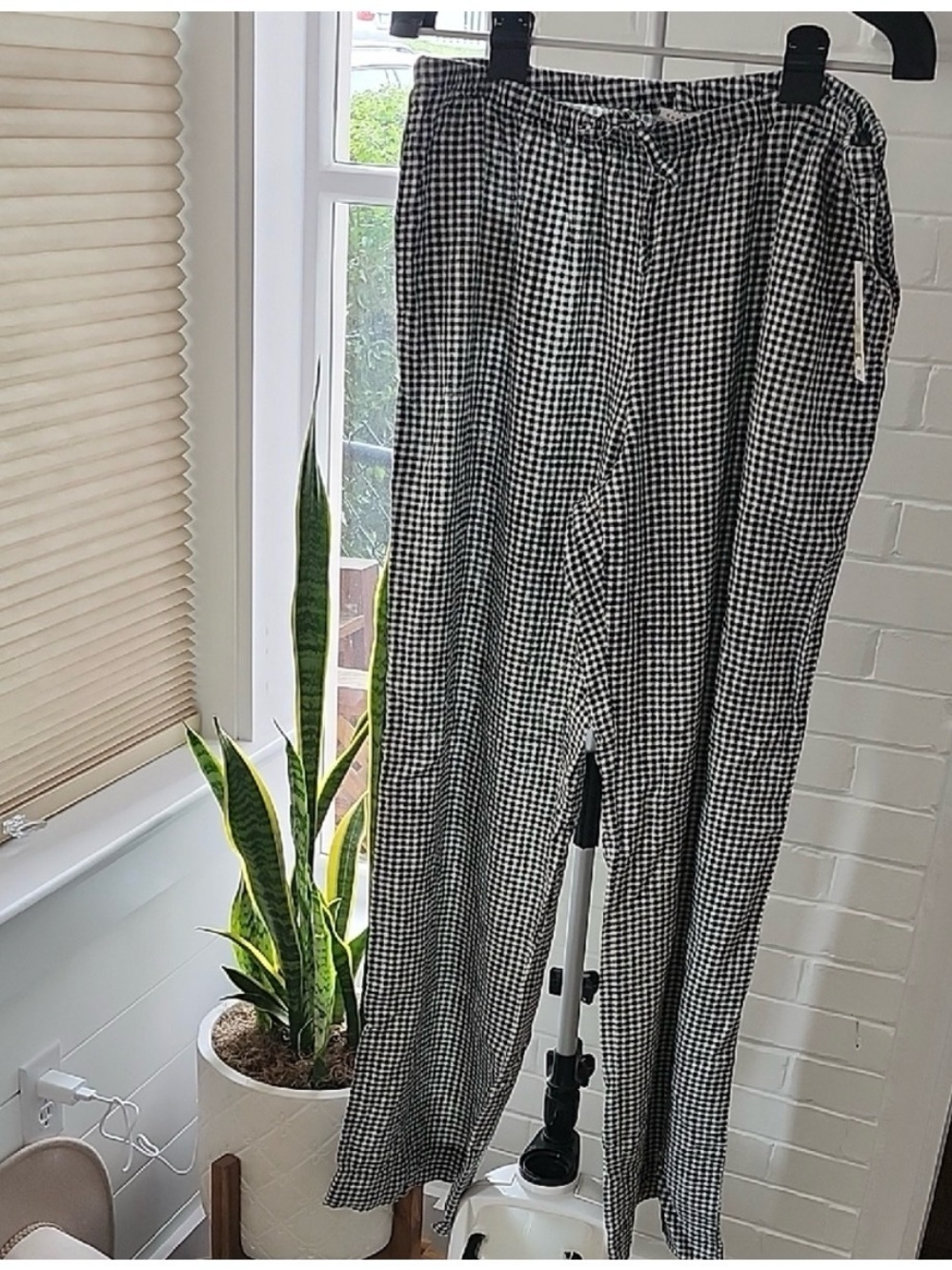a new day Black & White Gingham Drawstring Wide-Leg Pants.